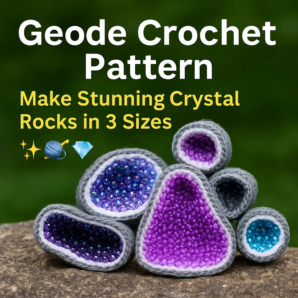 Geode Crochet Pattern β Make Stunning Crystal Rocks in 3 Sizes β¨π§Άπ Crochet Nook