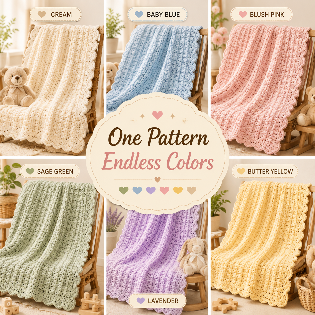 Waffle Stitch Baby Blanket Crochet Pattern PDF