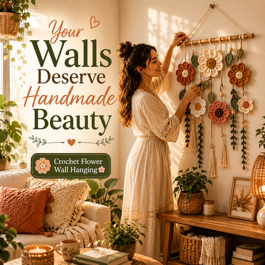 Crochet Flower Wall Hanging Pattern | Boho Floral Wall Decor PDF