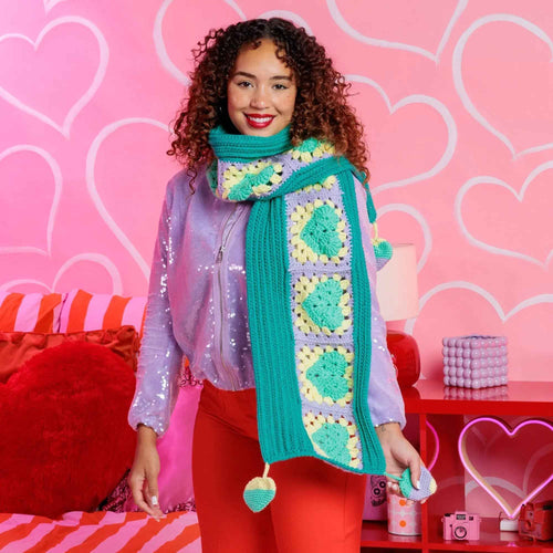 Red Heart Hearts All Around Crochet Scarf Red Heart